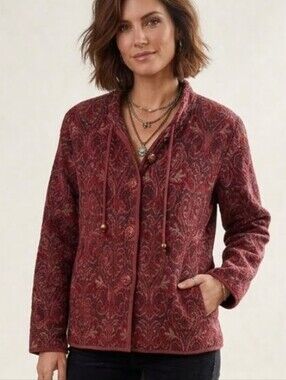 Flashback Vintage  Red Paisley Button Jacket